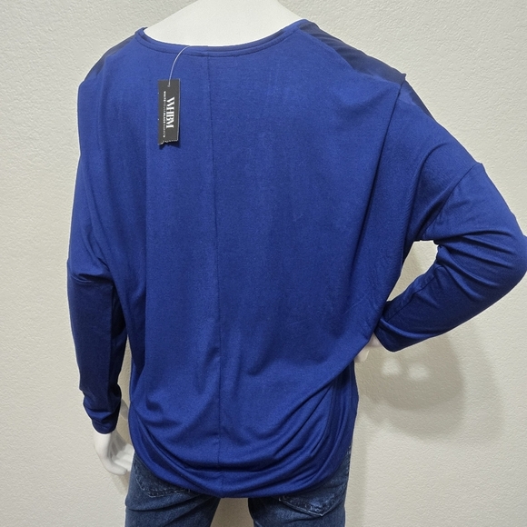 NWT WHBM Blue Woven Long Sleeve Tee Size S - Picture 5 of 10